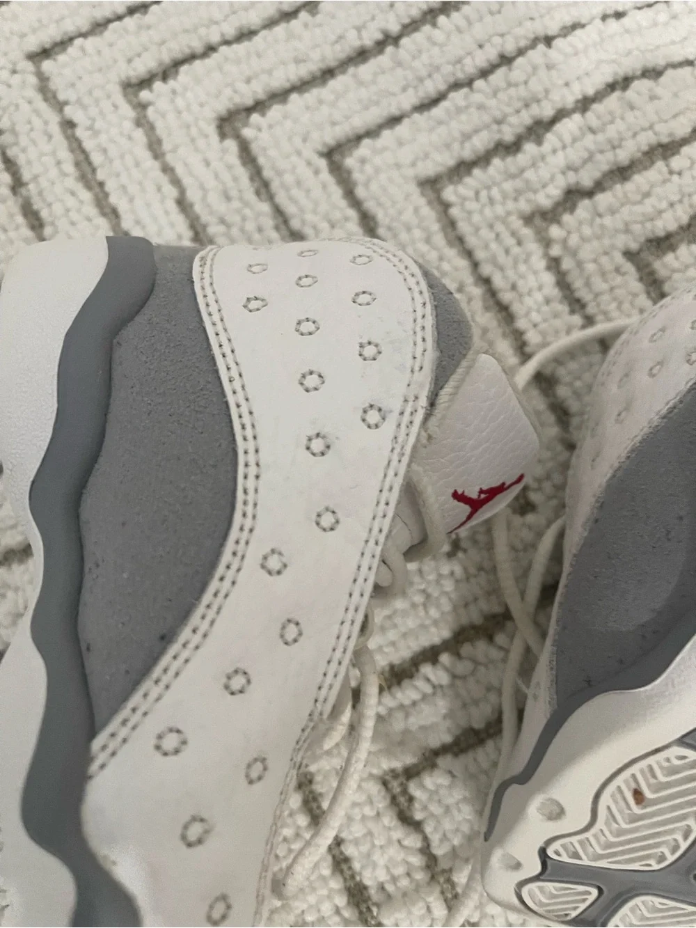 Jordan Kids' White & Gray Sneakers with Lime Accent